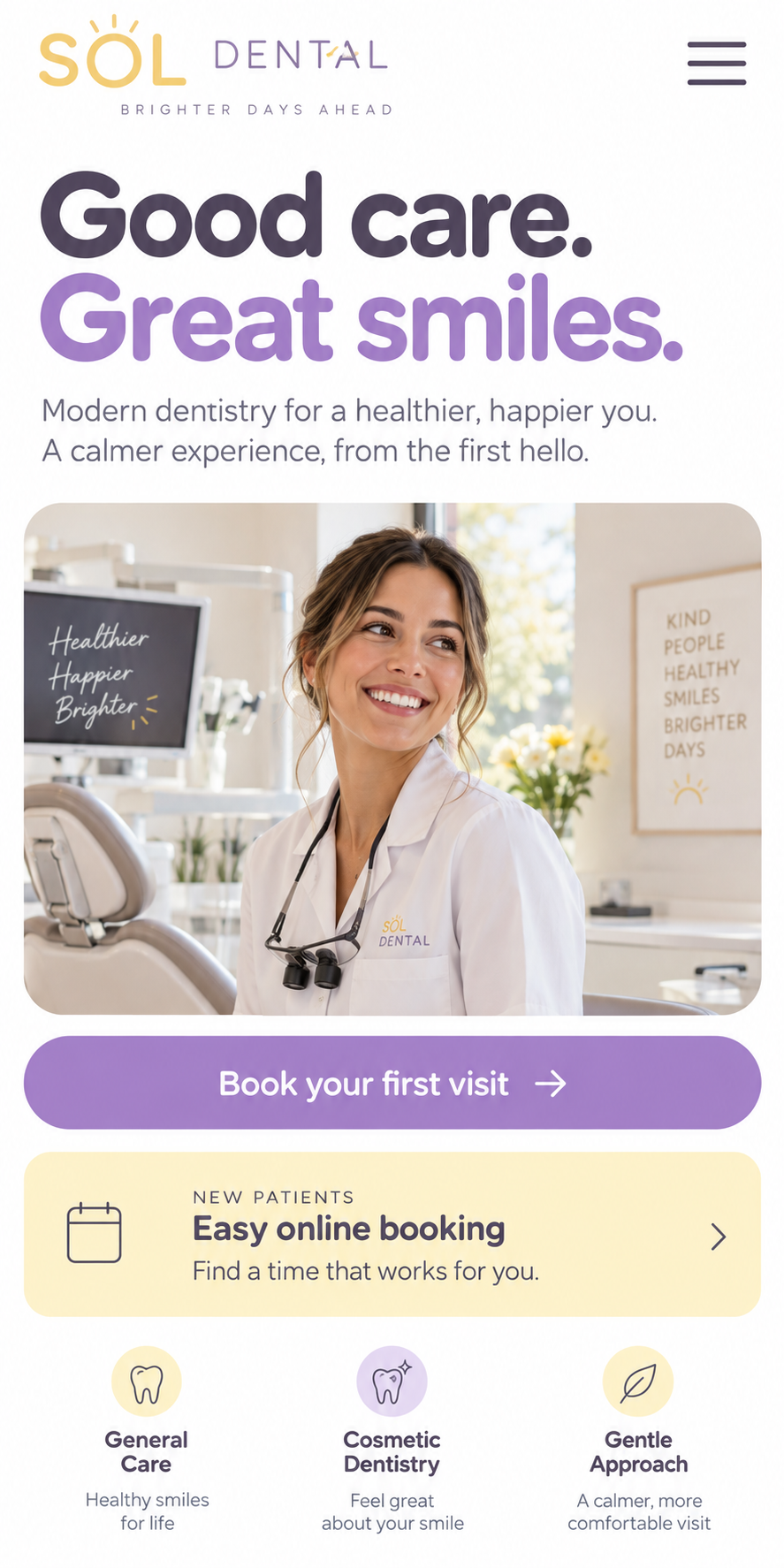 Sol Dental mobile website concept