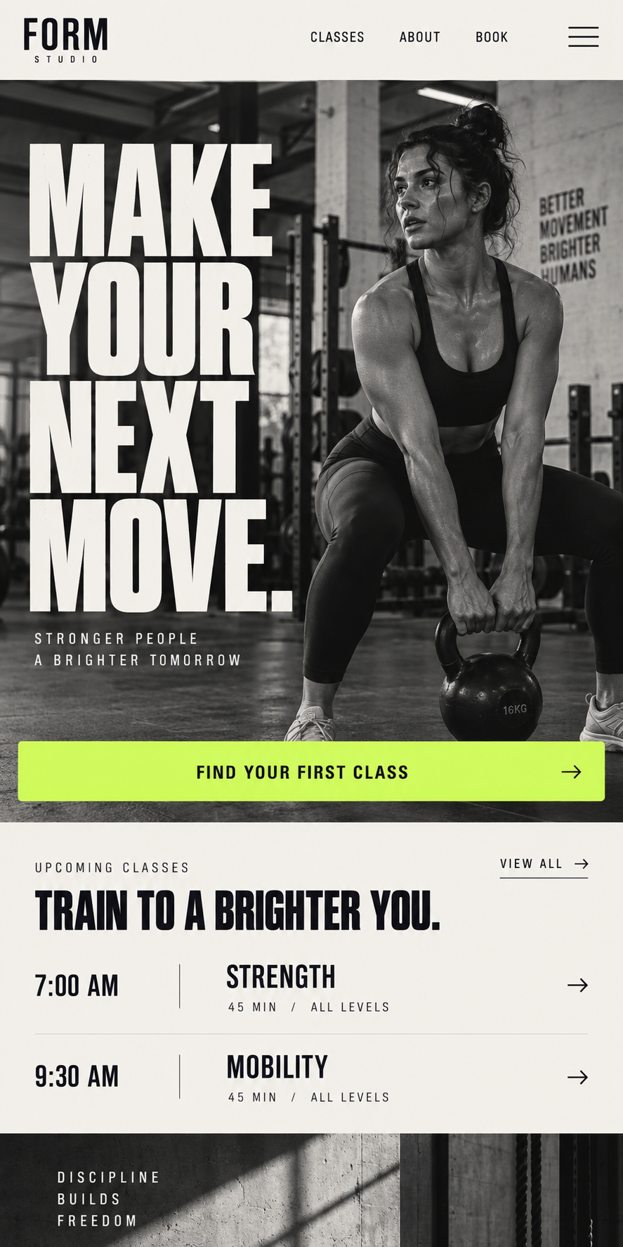 FORM STUDIO mobile website design concept
