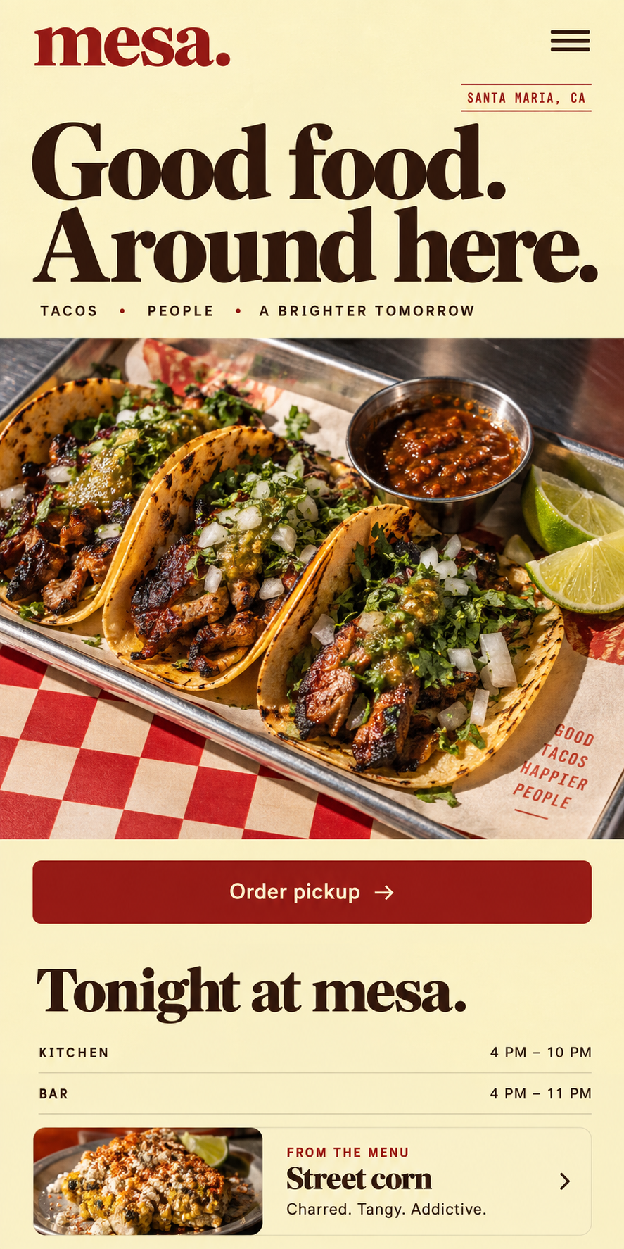 Mesa mobile website concept